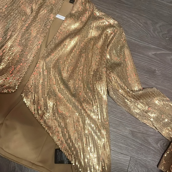 G By Guess Gold sequinned blazer size small Like New - Picture 3 of 4
